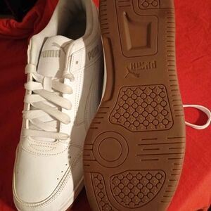 Puma Men's White Sneakers with Brown Sole